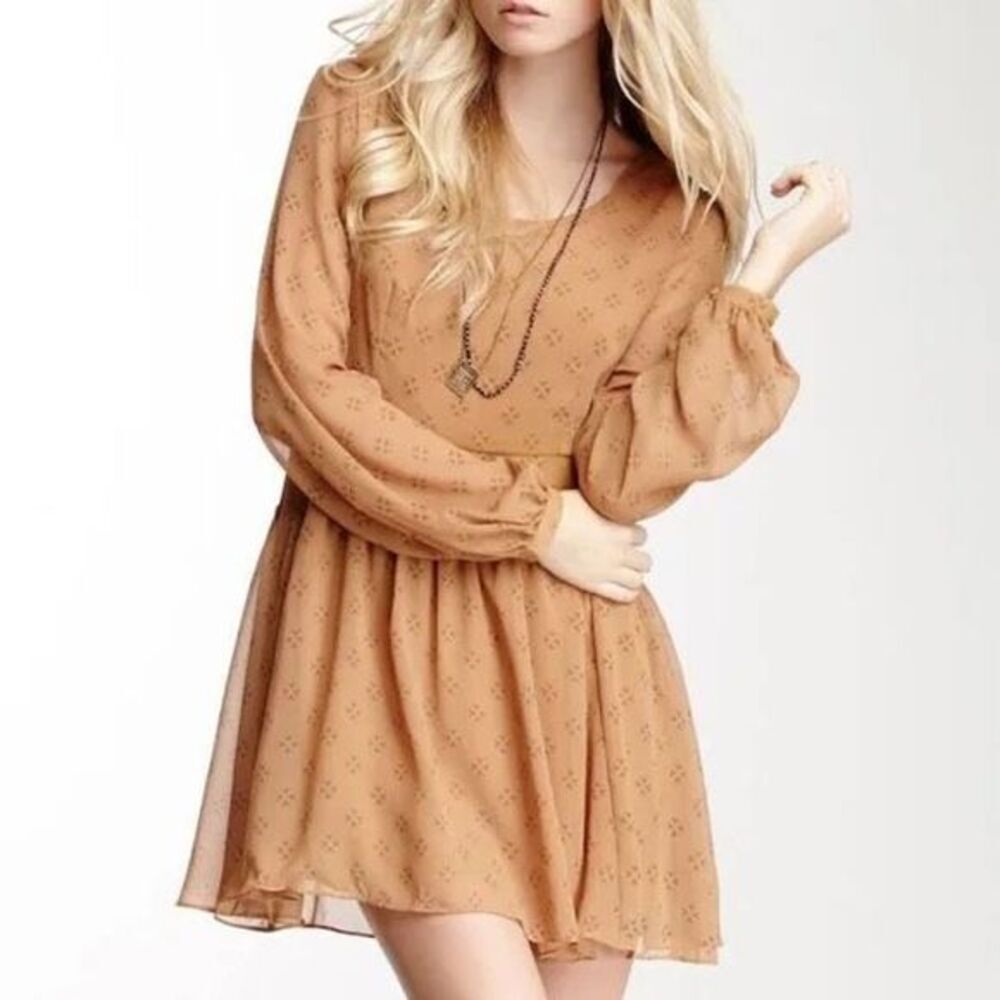 NWOT Free People Women's Baby Dee Chiffon Sheer Fit & Flare Mini Dress Size S